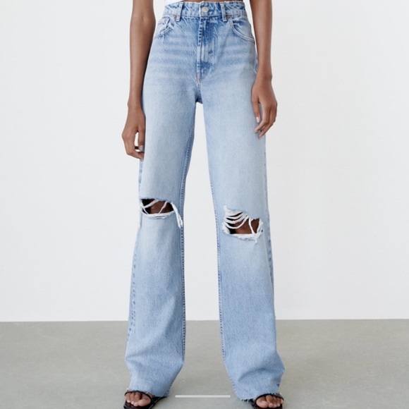 ZARA Light Wash Wide Leg Jeans - Picture 1 of 5